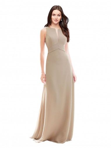 Sleeveless Champagne A-Line High Neck Bridesmaid Dress Maidstone