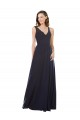 Sleeveless Dark Navy Keyhole Back A-Line V-Neck Bridesmaid Dress Maidstone