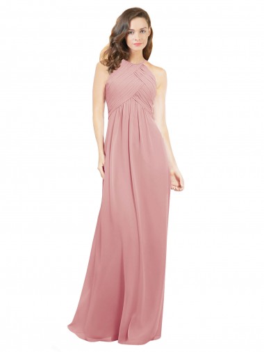 Sleeveless Bliss Pink Keyhole Back A-Line Halter Neck Bridesmaid Dress Maidstone