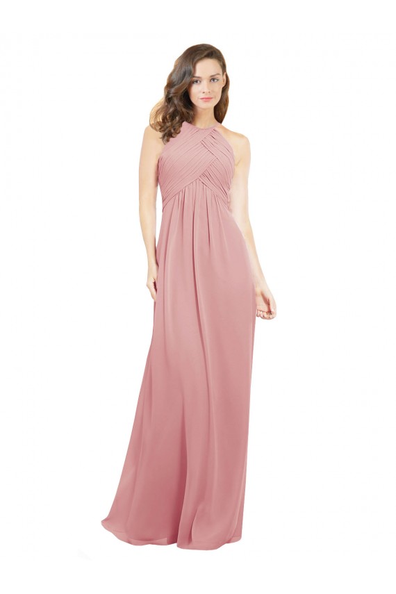 Sleeveless Bliss Pink Keyhole Back A-Line Halter Neck Bridesmaid Dress Maidstone