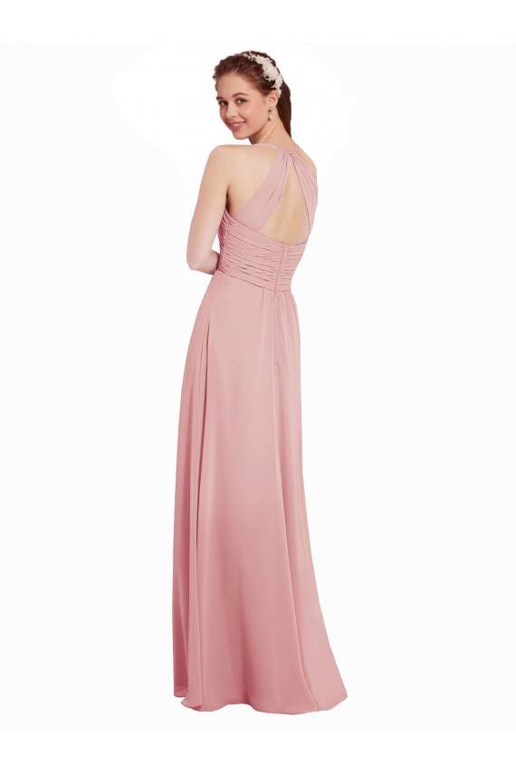 Sleeveless Bliss Pink Keyhole Back A-Line Halter Neck Bridesmaid Dress Maidstone