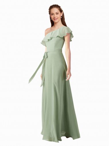 Flutter Sleeves Smoke Green A-Line One Shoulder Bridesmaid Dress Maidstone