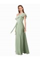 Flutter Sleeves Smoke Green A-Line One Shoulder Bridesmaid Dress Maidstone