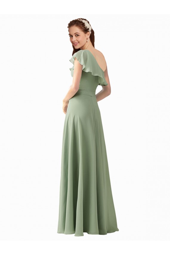 Flutter Sleeves Smoke Green A-Line One Shoulder Bridesmaid Dress Maidstone