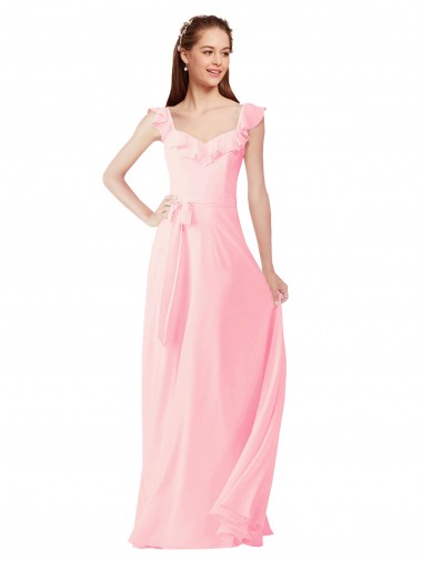 Cap Sleeves Pink A-Line V-Neck Bridesmaid Dress Maidstone