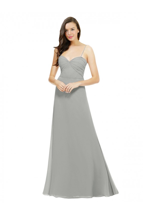 Sleeveless Silver A-Line Spaghetti Straps Bridesmaid Dress Maidstone
