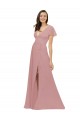 Flutter Sleeves Dusty Pink V-Back A-Line V-Neck Bridesmaid Dress / Evening Dress Maidstone