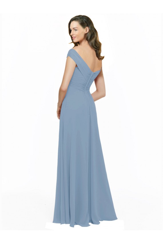 Sleeveless Dusty Blue A-Line Off the Shoulder Bridesmaid Dress / Evening Gowns Maidstone