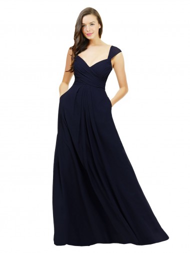 Sleeveless Dark Navy A-Line Sweetheart Bridesmaid Gowns Maidstone