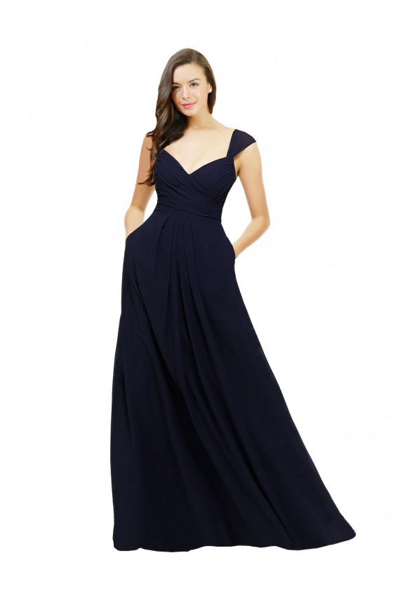 Sleeveless Dark Navy A-Line Sweetheart Bridesmaid Gowns Maidstone