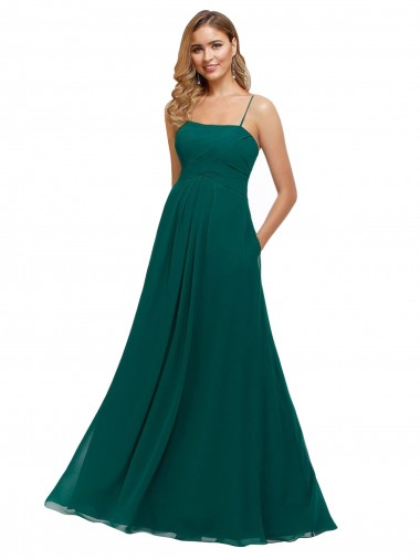 Sleeveless Hunter Low Back A-Line Spaghetti Straps Bridesmaid Dress Maidstone