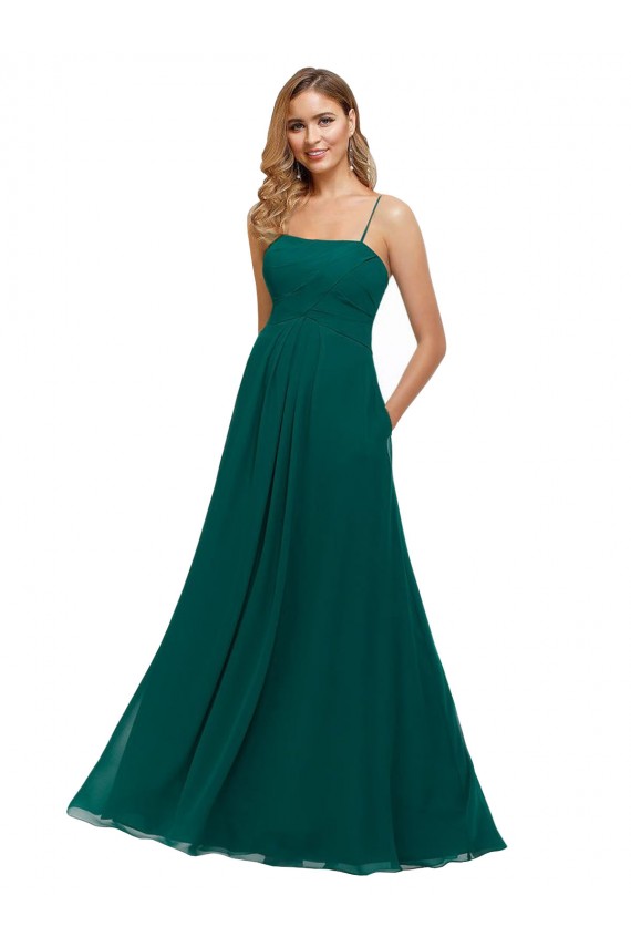 Sleeveless Hunter Low Back A-Line Spaghetti Straps Bridesmaid Dress Maidstone