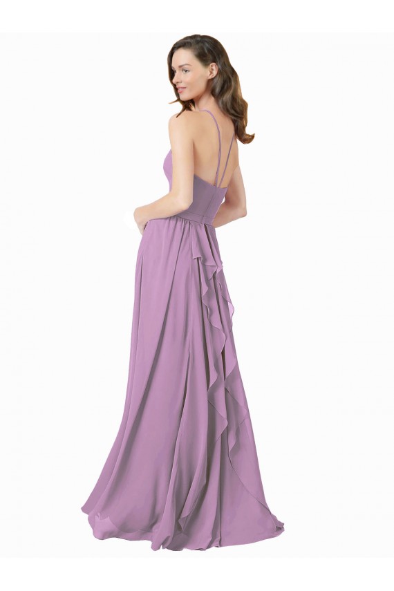Sleeveless Dark Lavender A-Line Halter Neck Bridesmaid Dress Maidstone