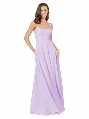 Sleeveless Lilac A-Line Spaghetti Straps Bridesmaid Gown Maidstone