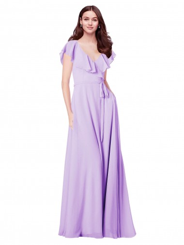 Cap Sleeves Lilac V-Back A-Line V-Neck Bridesmaid Dress / Formal Dress Maidstone