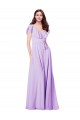 Cap Sleeves Lilac V-Back A-Line V-Neck Bridesmaid Dress / Formal Dress Maidstone