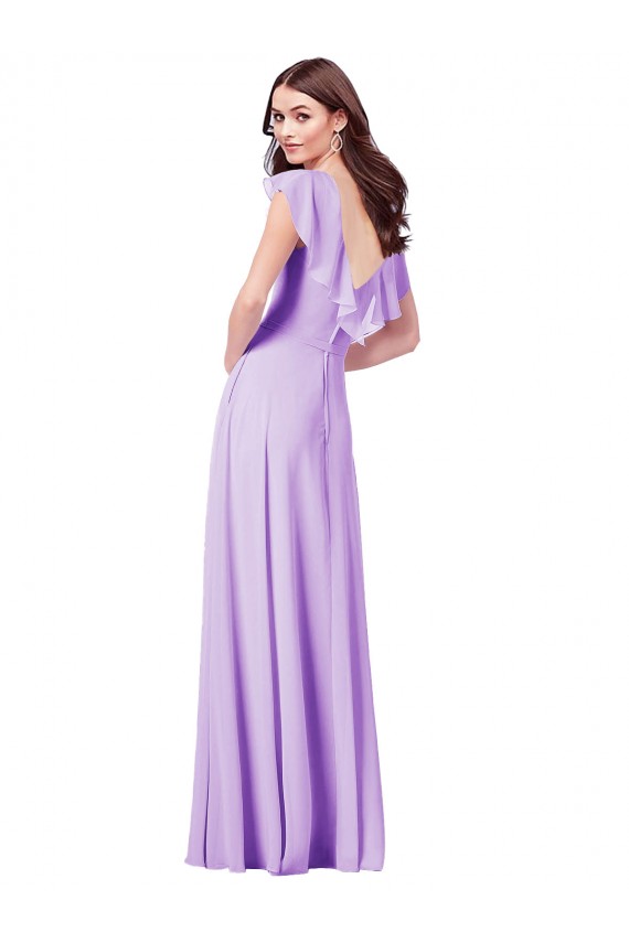 Cap Sleeves Lilac V-Back A-Line V-Neck Bridesmaid Dress / Formal Dress Maidstone