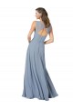 Sleeveless Dusty Blue Keyhole Back A-Line Spaghetti Straps Formal Dress / Bridesmaid Dress Maidstone