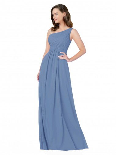 Sleeveless Windsor Blue Sheath One Shoulder Bridesmaid Dress Maidstone