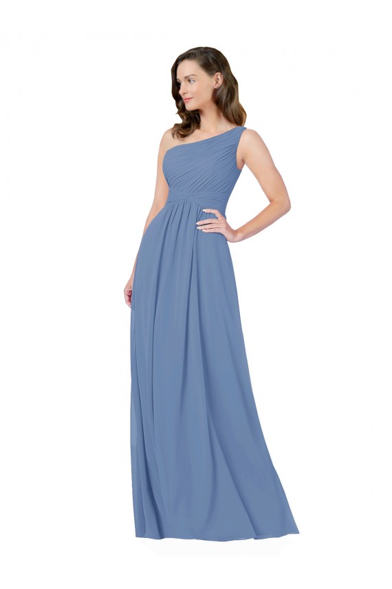 Sleeveless Windsor Blue Sheath One Shoulder Bridesmaid Dress Maidstone