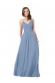 Sleeveless Dusty Blue Criss Cross Back A-Line V-Neck Bridesmaid Dress / Evening Dress Maidstone