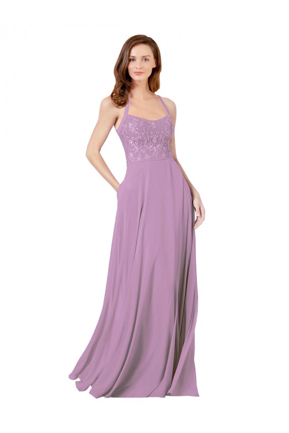 Sleeveless Dark Lavender A-Line Spaghetti Straps Bridesmaid Dress Maidstone
