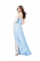 Sleeveless Light Sky Blue Sheath Spaghetti Straps Bridesmaid Dress Maidstone