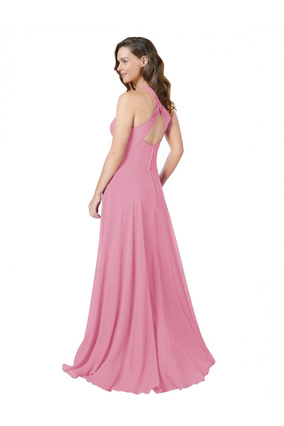 Sleeveless Skin Pink Keyhole Back A-Line Halter Neck Prom Dress / Bridesmaid Dress Maidstone