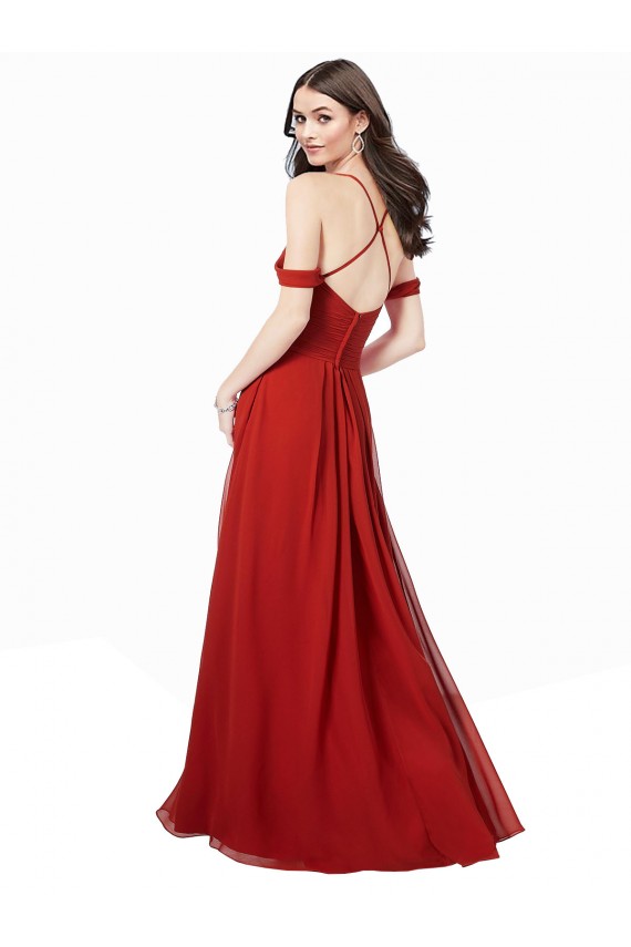 Sleeveless Dark Red Criss Cross Back A-Line V-Neck Bridesmaid Dress Maidstone