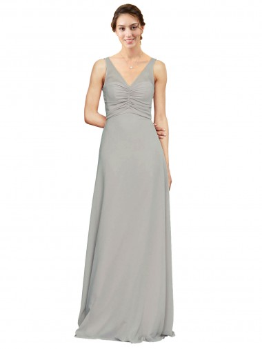 Sleeveless Silver A-Line V-Neck Bridesmaid Dress Maidstone