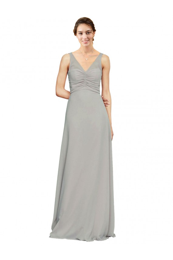 Sleeveless Silver A-Line V-Neck Bridesmaid Dress Maidstone