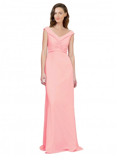 Sleeveless Salmon A-Line V-Neck Bridesmaid Dress Maidstone