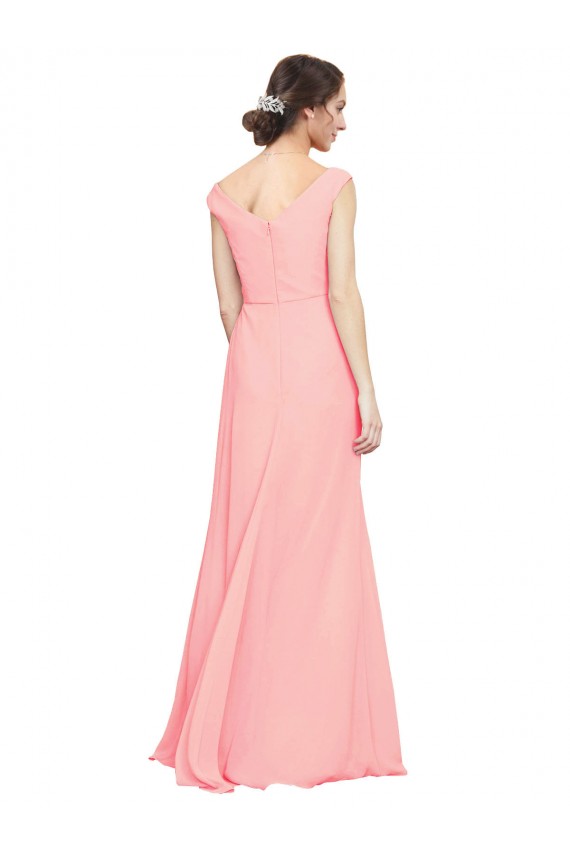 Sleeveless Salmon A-Line V-Neck Bridesmaid Dress Maidstone