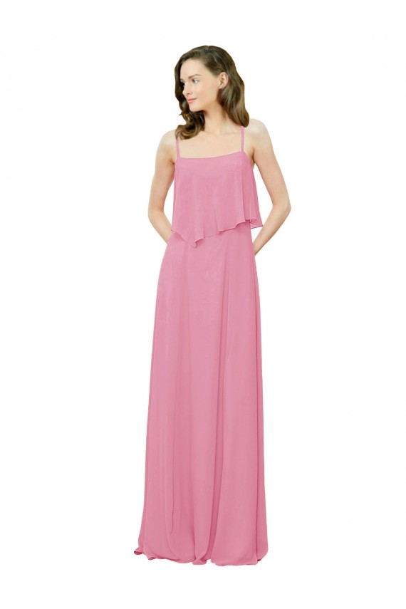 Sleeveless Skin Pink A-Line Spaghetti Straps Bridesmaid Dress Maidstone