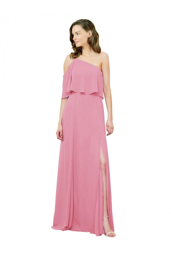 Sleeveless Skin Pink A-Line One Shoulder Bridal Party Dress Maidstone
