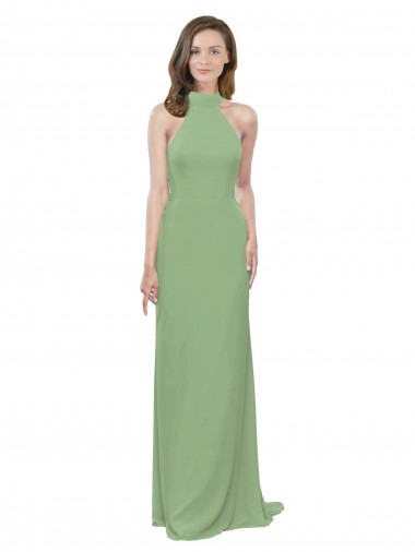 Sleeveless Seagrass A-Line Halter Neck Formal Dress / Bridesmaid Dress Maidstone