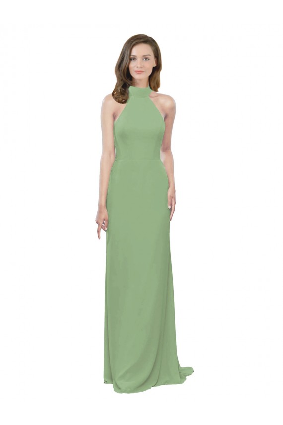Sleeveless Seagrass A-Line Halter Neck Formal Dress / Bridesmaid Dress Maidstone
