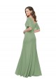 Short Flutter Sleeves Seagrass A-Line V-Neck Bridesmaid Dress Maidstone