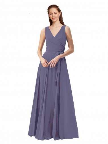 Sleeveless Silver Stone A-Line V-Neck Bridesmaid Dress Maidstone