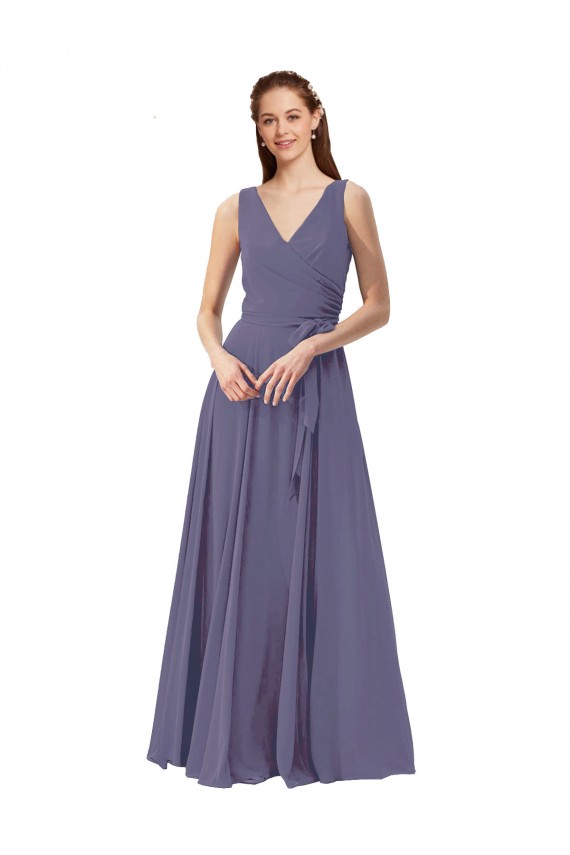 Sleeveless Silver Stone A-Line V-Neck Bridesmaid Dress Maidstone