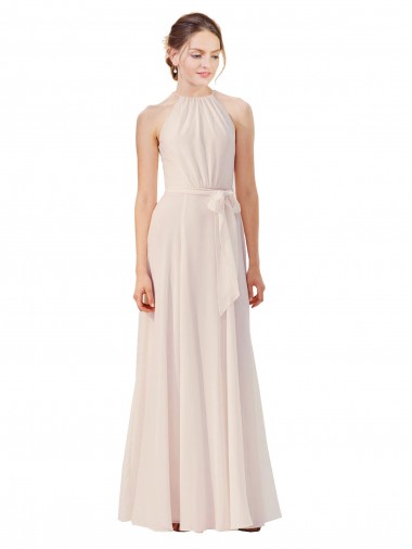 Sleeveless Cream Pink A-Line Bateau Neck Bridesmaid Dress Maidstone