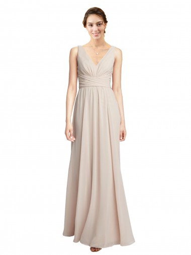 Sleeveless Cream Pink A-Line V-Neck Formal Dress / Bridesmaid Dress Maidstone