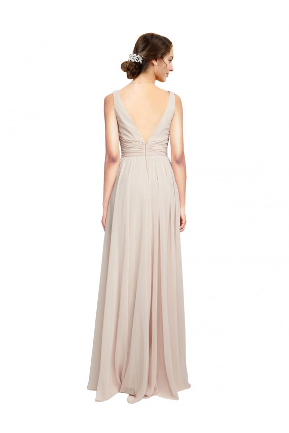 Sleeveless Cream Pink A-Line V-Neck Formal Dress / Bridesmaid Dress Maidstone