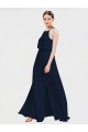 Sleeveless Dark Navy A-Line Chiffon Halter Neck Formal Dress / Bridesmaid Dress Maidstone