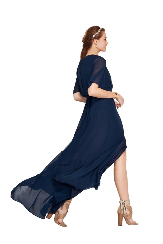 Flutter Sleeves Dark Navy A-Line V-Neck Bridesmaid Dress / Formal Dress Maidstone