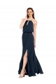 Sleeveless Dark Navy Criss Cross Open Back A-Line Halter Neck Bridesmaid Dress / Evening Dress Maidstone