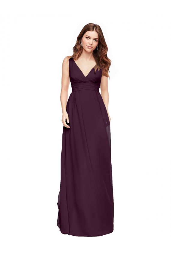 Sleeveless Grape A-Line V-Neck Evening Gowns / Bridesmaid Dresses Maidstone