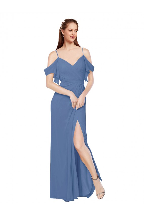 Sleeveless Windsor Blue A-Line Off the Shoulder Bridesmaid Dress Maidstone