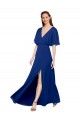 Flutter Sleeves Royal Blue Open Back A-Line V-Neck Bridesmaid Dress / Evening Gowns Maidstone