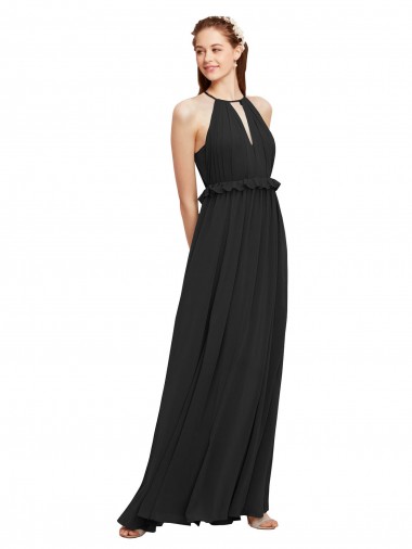 Sleeveless Black Keyhole Back Sheath Halter Neck Bridesmaid Dress Maidstone